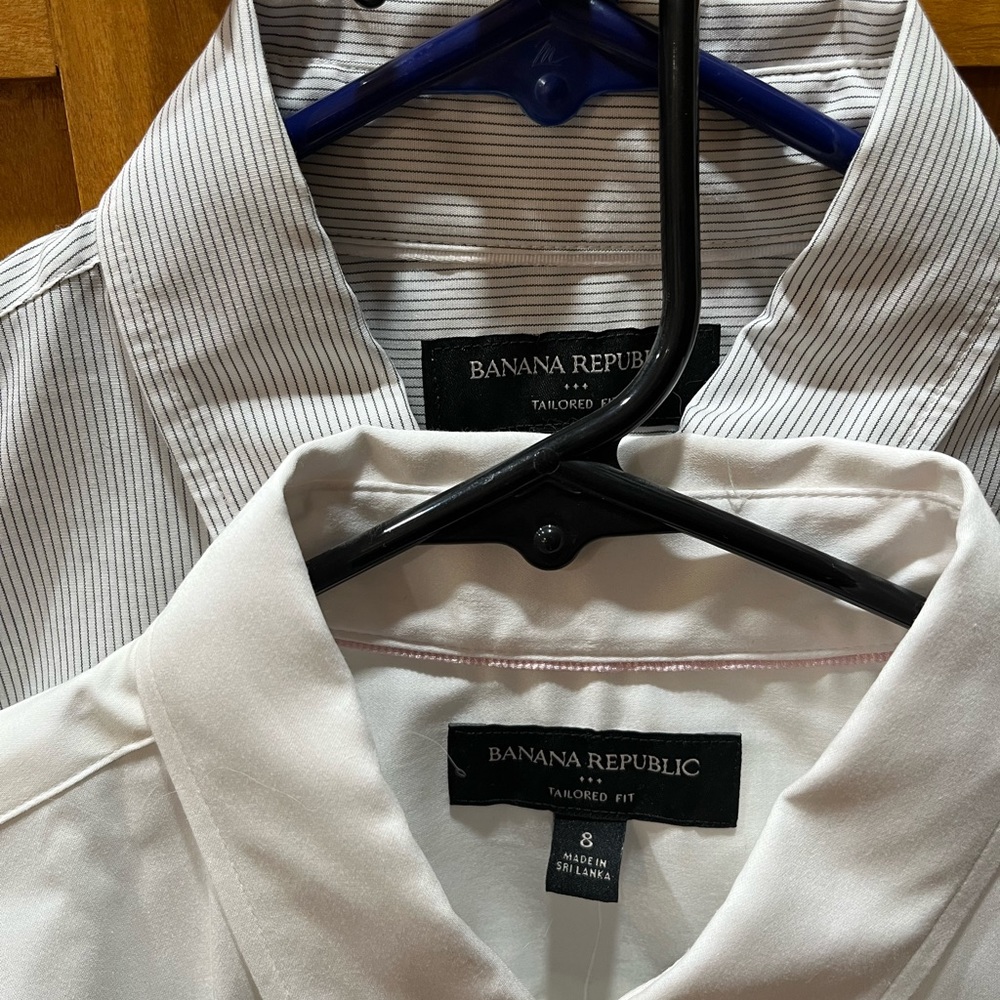 NWT Banana Republic Tailored Fit Button Up Shirt size 8 White